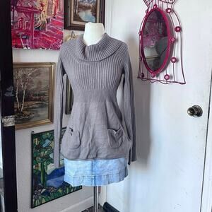 love by design gray knit turtleneck baby doll sweater top